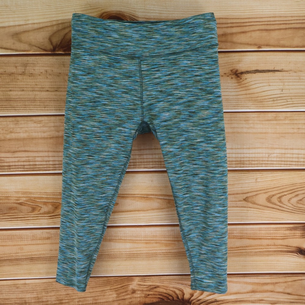 N.Y.L. Activewear Leggings Womens Sz L Multicolor Striped Stretch Elastic Waist‎